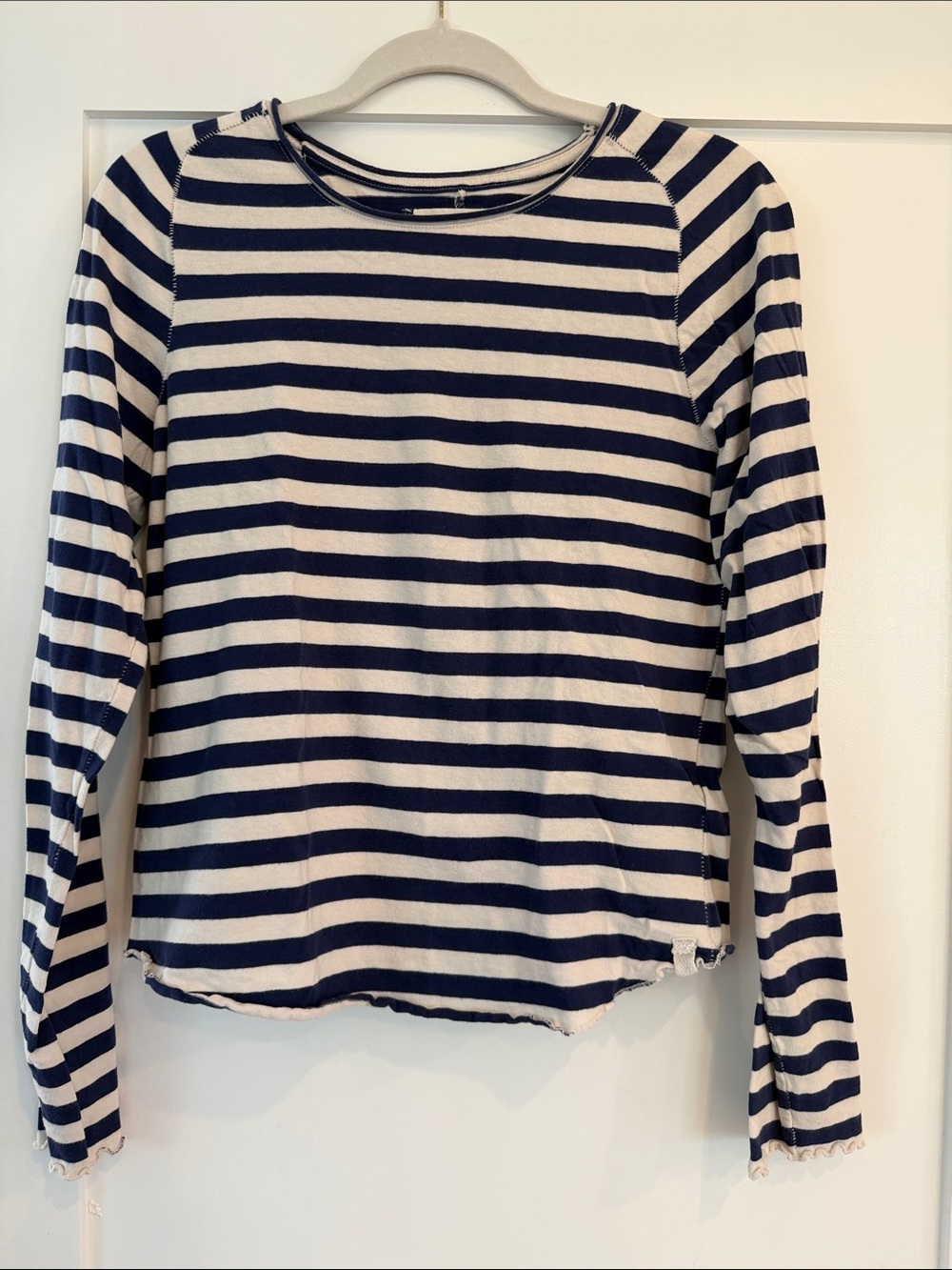 We The Free Striped Long Sleeve Tee - Navy & White Large